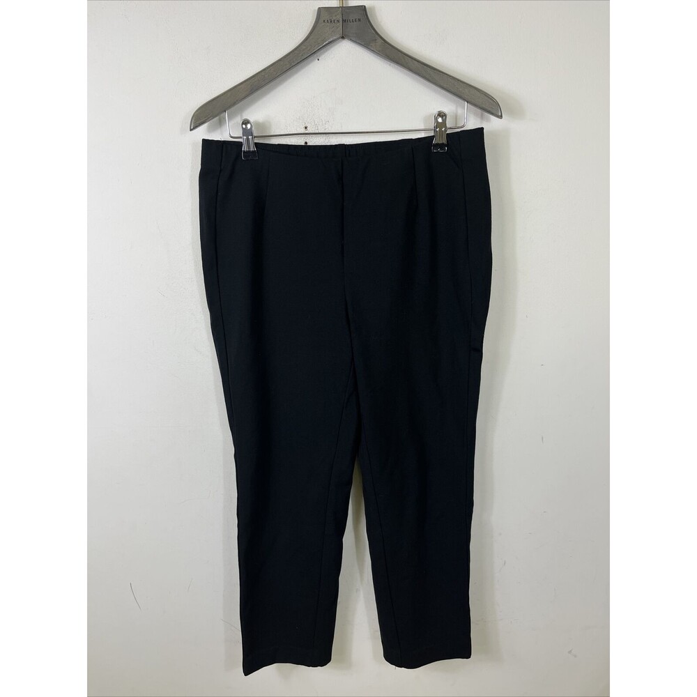 J Jill Women’s Ponte Slim Leg Pants Size M Black Stretch Elastic Waist 32x27